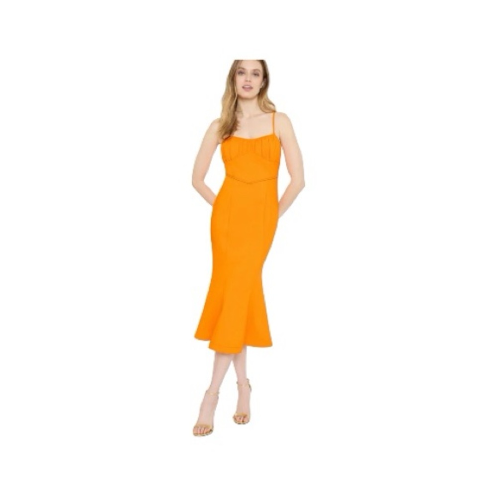 Likely Lyla Trumpet Midi Dress In Clemintine Fit And Flare Silhouette Lined 12